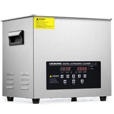 CREWORKS Stainless Steel 10L Ultrasonic Cleaner w/ Timer for Jewelry Dentures