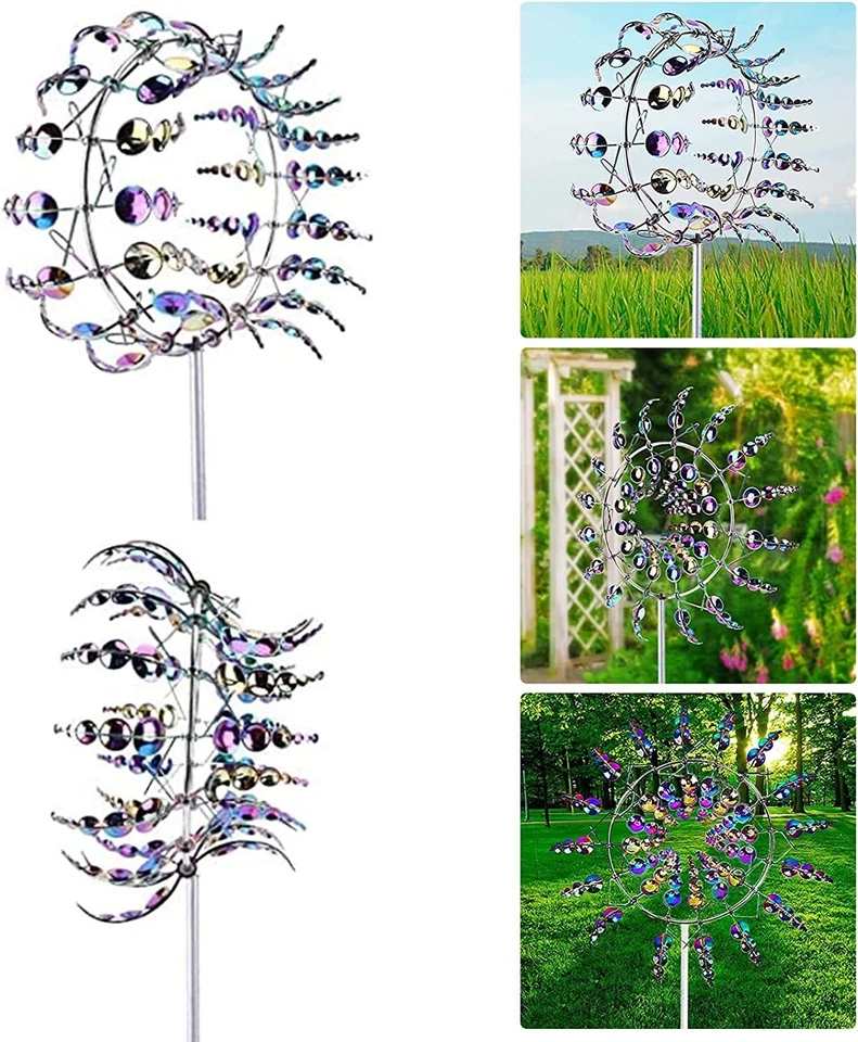 3D Windmill Kinetic Metal Sculpture Wind Spinner Yard Garden Outdoor Decoration - Image 2 of 4