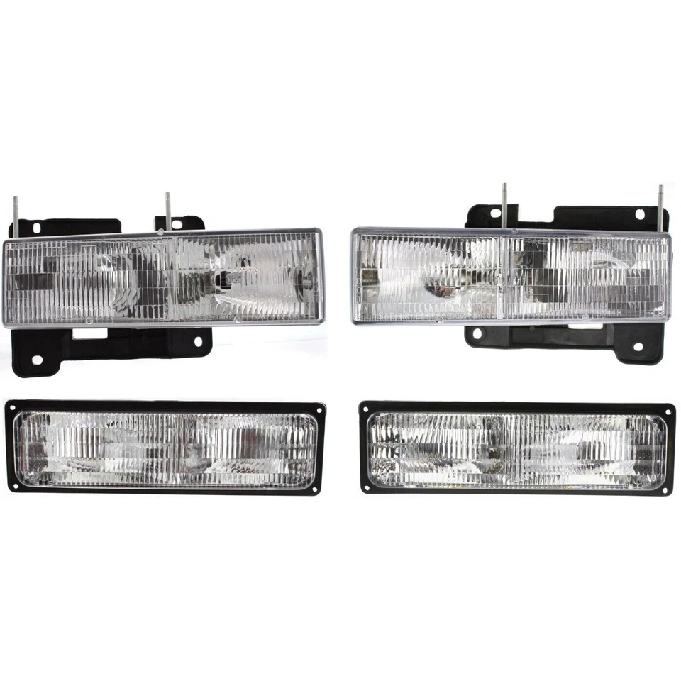 New Front Driver and Passenger Side Headlight Kit For 1994-99 GMC C1500 Suburban — 第 2/4 张图片