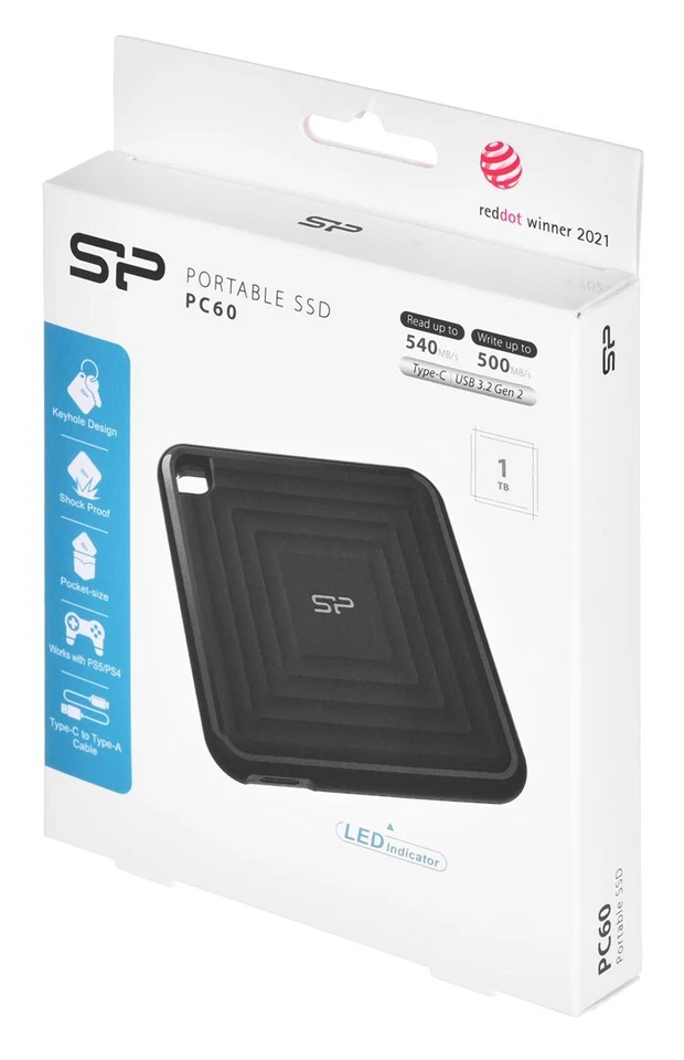 4713436149965 Dysk zewnętrzny SSD Silicon Power PC60 (1TB; USB 3.2 Gen 2; SP010T - Image 2 of 4