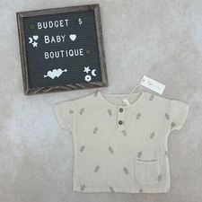 NWT RYLEE + CRU Woven Henley Tee || Pineapple Shirt Size 6-12 Months