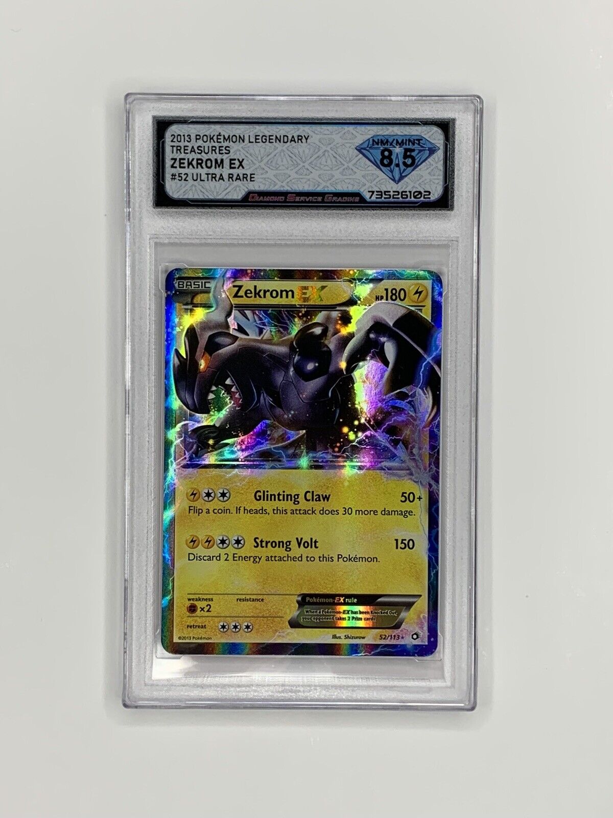 2013 Legendary Treasures Zekrom EX 52/113 Pokemon Card DSG 8.5