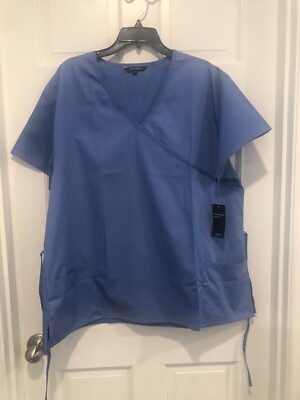 Just Love Women's 2X Blue Solid Nursing Medical Scrub Top