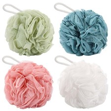 4 Pieces Bath Sponge Shower Loofahs 60g Mesh Pouf Bathing Sponges