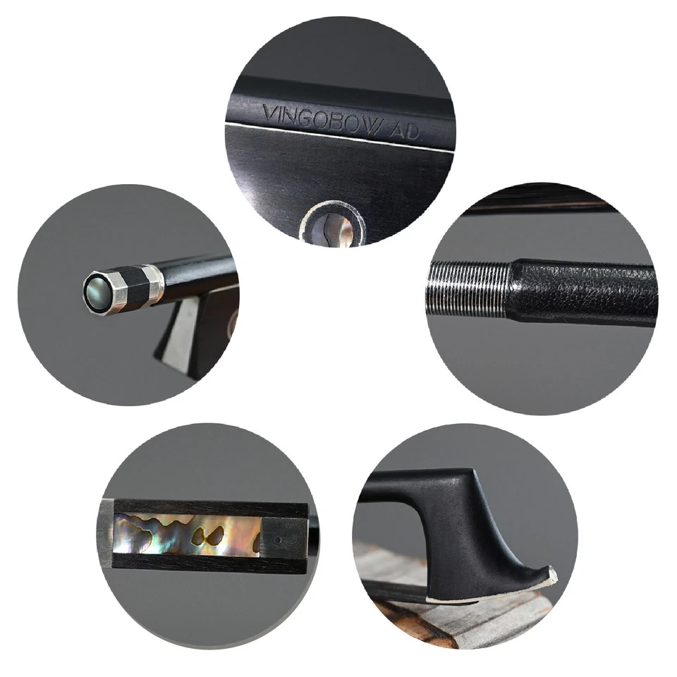 Advanced Carbon Fiber Violin Bow 3/4 Pernambuco Performance Black Hair Straight - Image 3 of 4