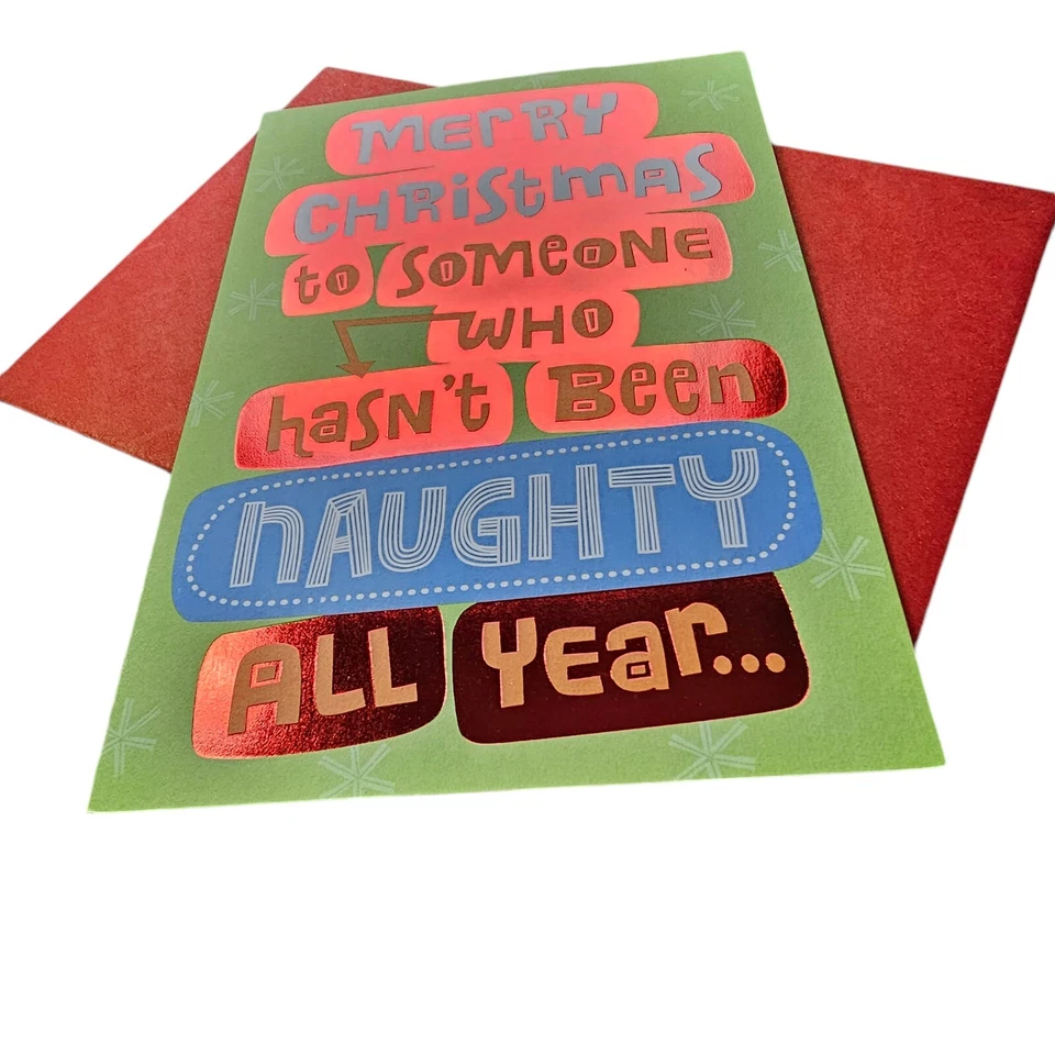Christmas Greeting Card 6x8 Pop Up Naughty List Cute Guy Funny Humor Hallmark - Image 3 of 4