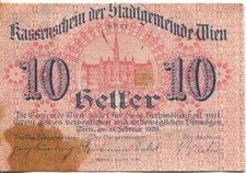 10 HELLER 1920 City of Vienna AUSTRIA Notgeld Paper Money Banknote #PL737.U