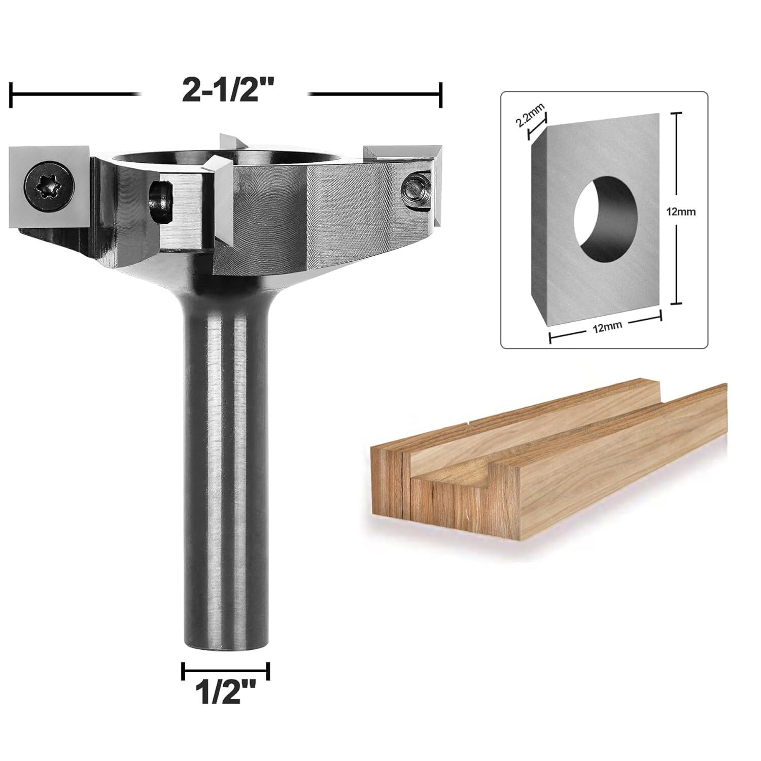 Spoilboard Surfacing Router Bit 1/2 Inch Shank 2.5 Inch Diameter 4wings ...