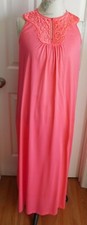 VINTAGE SOFT COMFY DEEP PINK LORRAINE WOMEN'S LONG NYLON NIGHTGOWN SIZE SMALL