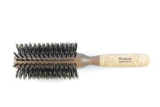 di Prima Cork Handle Round Wood Barrel Pure Boar Hair Brush, Handcrafted in EU