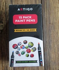 New ARTIQO Paint Pens Medium Tip Point Oil Based Set of 15 Pack Assorted Colors