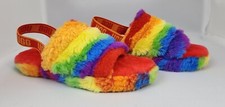 Ugg Fluff Yeah Slide Rainbow Stripes S/N 1119840K Women  s Size 6 BRAND NEW