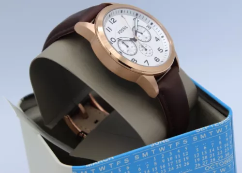 Fossil Flynn Pilot Chrono Rose Gold Brown Leather UK Ubuy