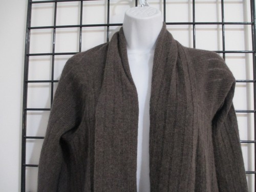 ELEN SOLANO 🌸 MEDIUM ==BROWN CASHMERE / LONGER AT HIPS / OPEN FRONT SWEATER - Picture 2 of 8