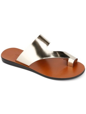 KENNETH COLE Womens Gold Palm Round Toe Wedge Slip On Slide Sandals 7.5 M