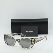 SAINT LAURENT SL593 003 Beige/Silver Mirror 52-20-145 Sunglasses New Authentic