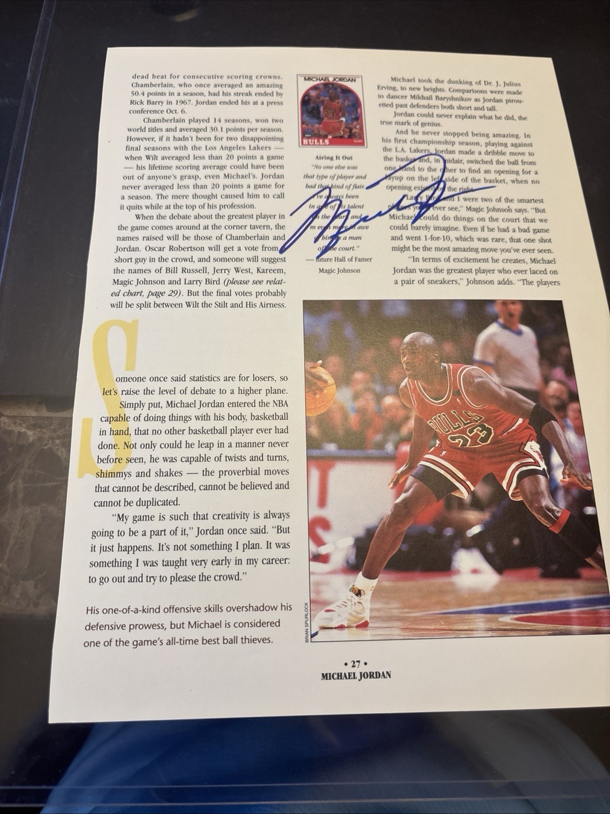 Rare Original Michael Jordan Autographed , Magazine article Page  1993 NBA .