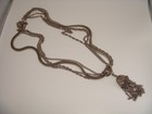 VINTAGE SIGNED KRAMER FOUR STRAND SILVER TONE NECKLACE TASSEL PENDANT ESTATE — photo 1