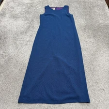 Vintage 90s Talbots Maxi Shift Dress Womens 6 Blue Sleeveless Textured Lined