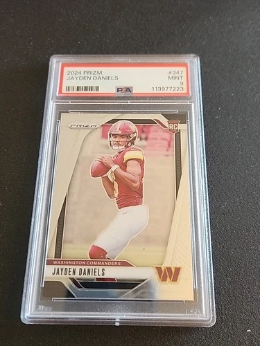 2024 Panini Prizm #347 Jayden Daniels (RC) Rookie Base PSA 9 Mint Commanders