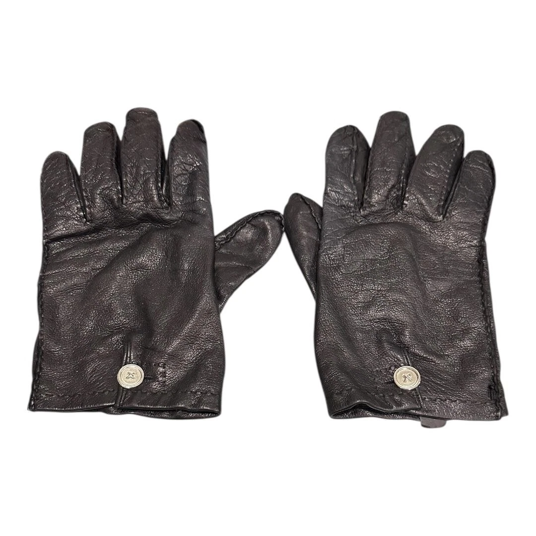 Leather Gloves Mens XL Black Genuine Lambskin Silk Lined Made In Italy Vintage