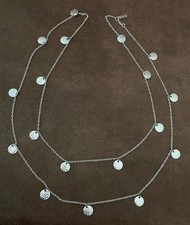 Daisy Fuentes Silvertone Hammered Disk 48" Necklace