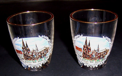 Vintage - Koln / Rh. Dom - Souvenir Shot Glass - Gold Trim - Rare - Collectible