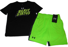  NWT Boys UNDER ARMOUR Beast Neon Outfit Size 4/4T Super Cute FS: 