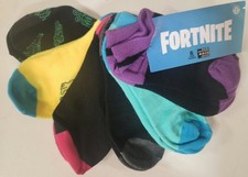 Fortnite 6 Pair Socks Kids Size Medium 9 - 2.5 Black Blue Yellow NEW Epic Games