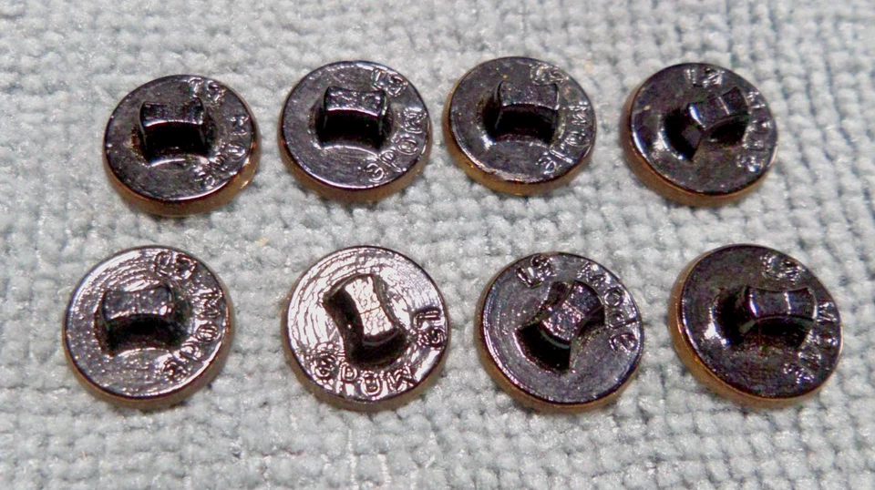 8 Vintage Black Glass FLOWER Buttons GOLD LUSTER - Image 3 of 3