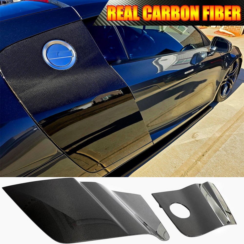 2PC REAL CARBON Exterior Door Fenders Side Blade Skirt For Audi R8 Coupe 2008-15