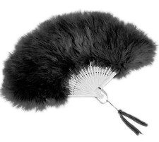 Marabou Black Feather Fan, 1920s Rave Party Fan, Foldable Costume Accessory