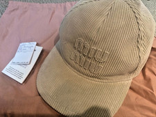 Miu Miu Beige Corduroy Baseball Cap with miu miu Logo Size S New