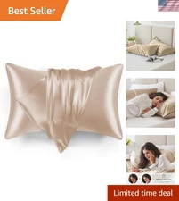 Soft Taupe King Size Satin Pillowcases - Set of 2, Anti-Wrinkle & Hair Care