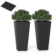30" Tall Flower Pot Set of 2 Modern Decorative Planter Pots w/Open-ended Base