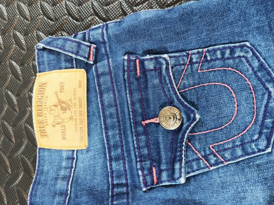 Pantalones cortos True Religion Joey Super T para niñas, talla 7 costuras rosas Foto 2 de 4