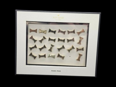 Kate Spade New York 1/2'' Gold Bow Metal Push Pins Box of 23 Missing 1 Pin Set