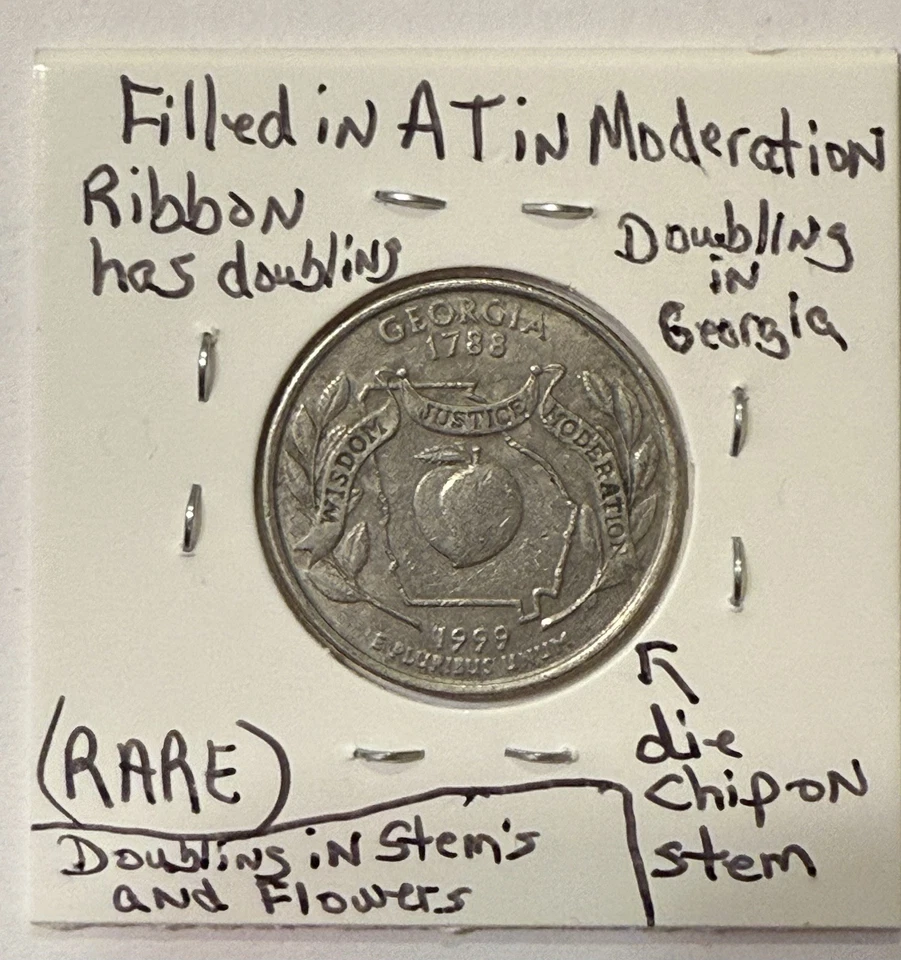 1999 P Georgia Quarter DDO, DDR, Missing Letters Bunch Of Errors - Image 2 of 4