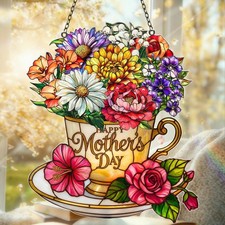 Custom Acrylic Suncatcher Personalized Floral Window Decor Mom Gift