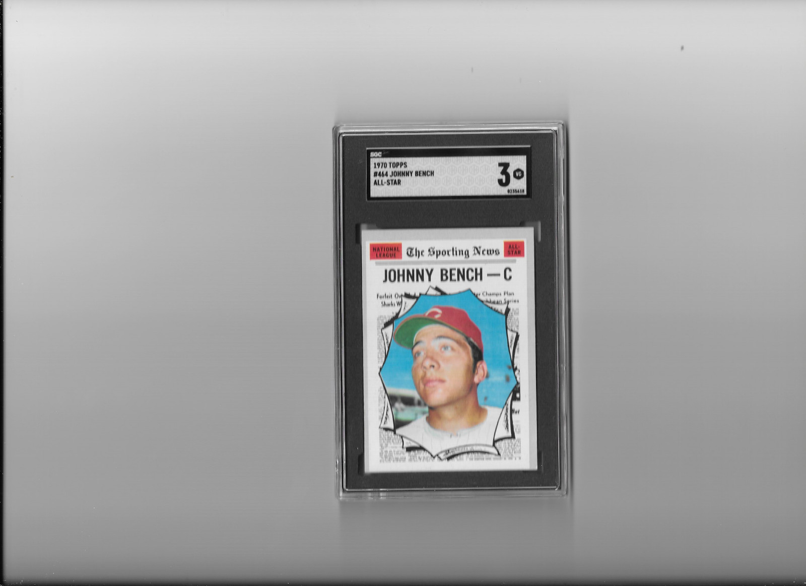 1970 Topps #464 Johnny Bench AS card. Graded 3 By SGC. VG+