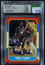 ROBERT PARISH-1986/87 Fleer 3-COLOR TAG PATCH/JERSEY/AUTO/AUTOGRAPH BGS: 10-AUTO