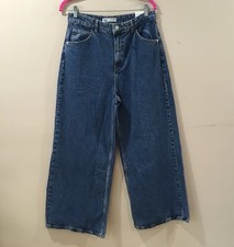 Jeans Zara SUPER WIDE GAMBA denim larghi blu Y2K anni 90 donna 6/W28 nuovi con etichette #6147/193