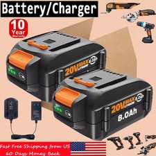 1X/2X For WORX 20V 8.0AH 6.0AH MAX Lithium-Ion Battery/Charger WA3525 WA3520