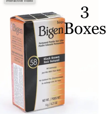 Bigen Powder Hair Color #58 Black Brown 0.21oz (3 Boxes)