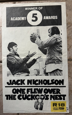 B/W One Flew Over The Cuckoo's Nest 1975 ORIGINAL MOVIE POSTER  JACK NICHOLSON