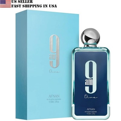 9 am Dive by Afnan 3.4 oz EDP Cologne Perfume Unisex New In Box