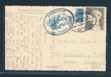 7755) Bahnpost Ovalstempel Bestwig - Frankenberg ZUG 1496, AK Ruhrquelle 1953