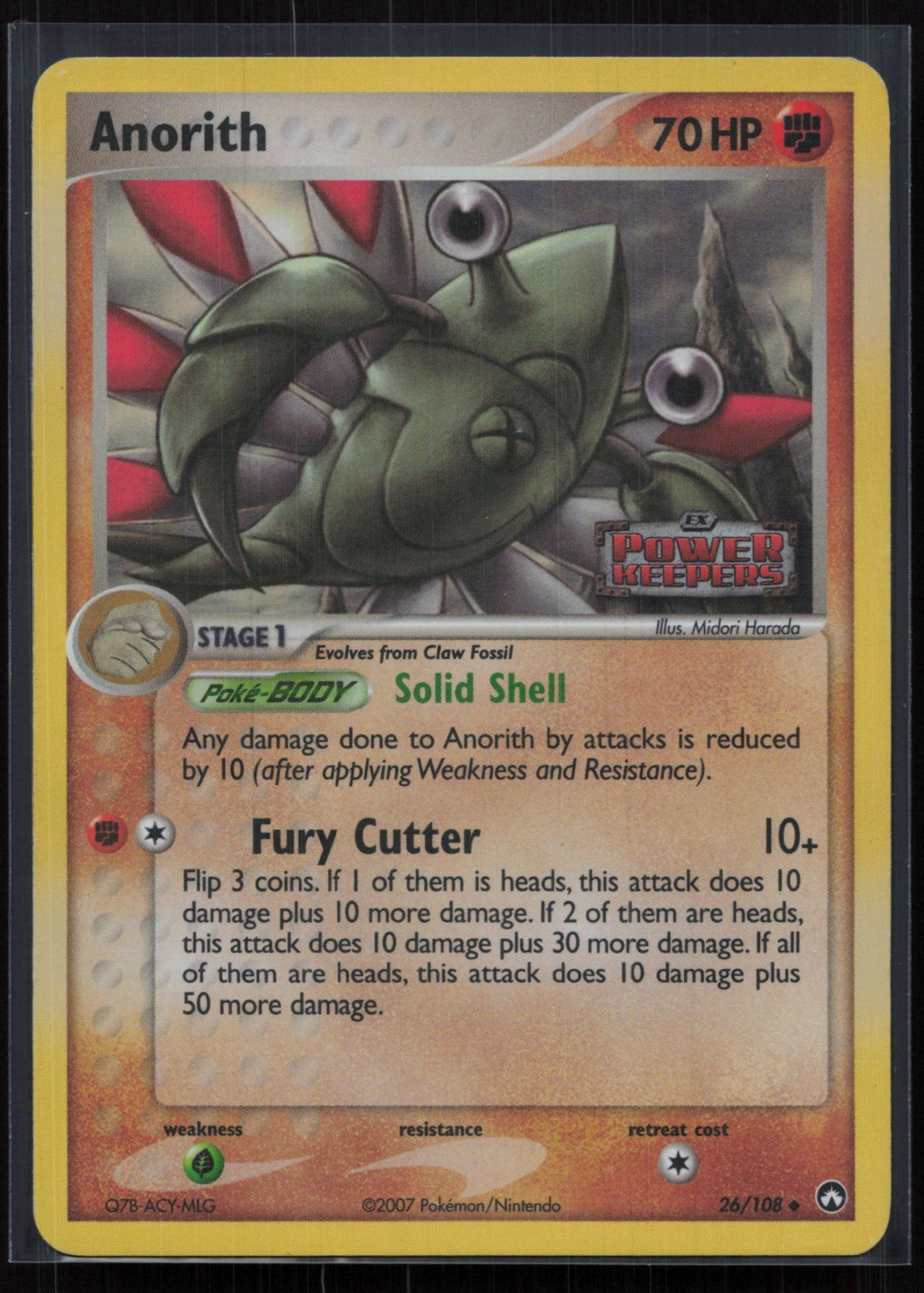 Reverse Holo Anorith 26/108 STAMPED Power Keepers Pokemon TCG Card