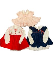 Lot Of 3 Vintage 18 Month Baby Victorian Style Baby Doll Dresses