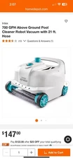 Intex 28005E Swimming Pool Floor and Wall Cleaner Robot Vacuum + Other  Accessor